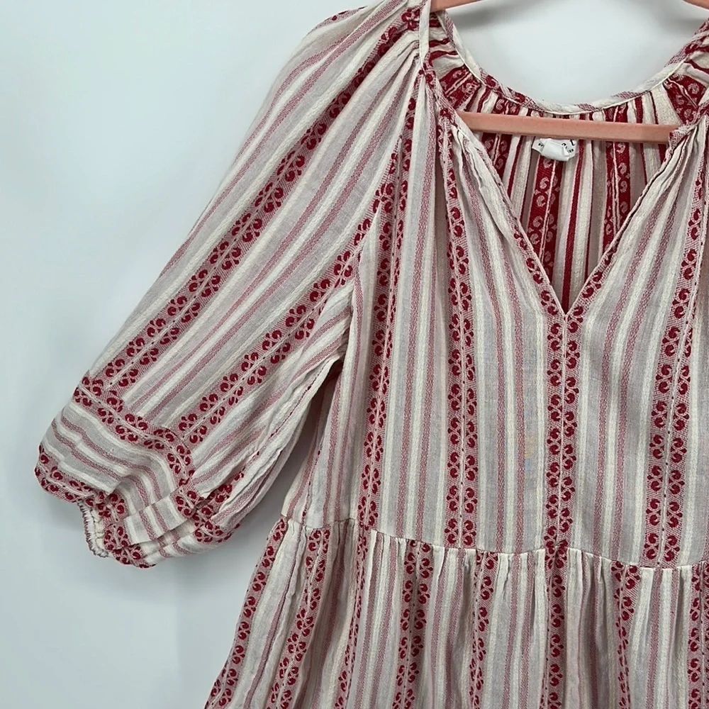 Velvet by Graham & Spencer Red and White Bishop Sleeve Sundress Sz Small‎